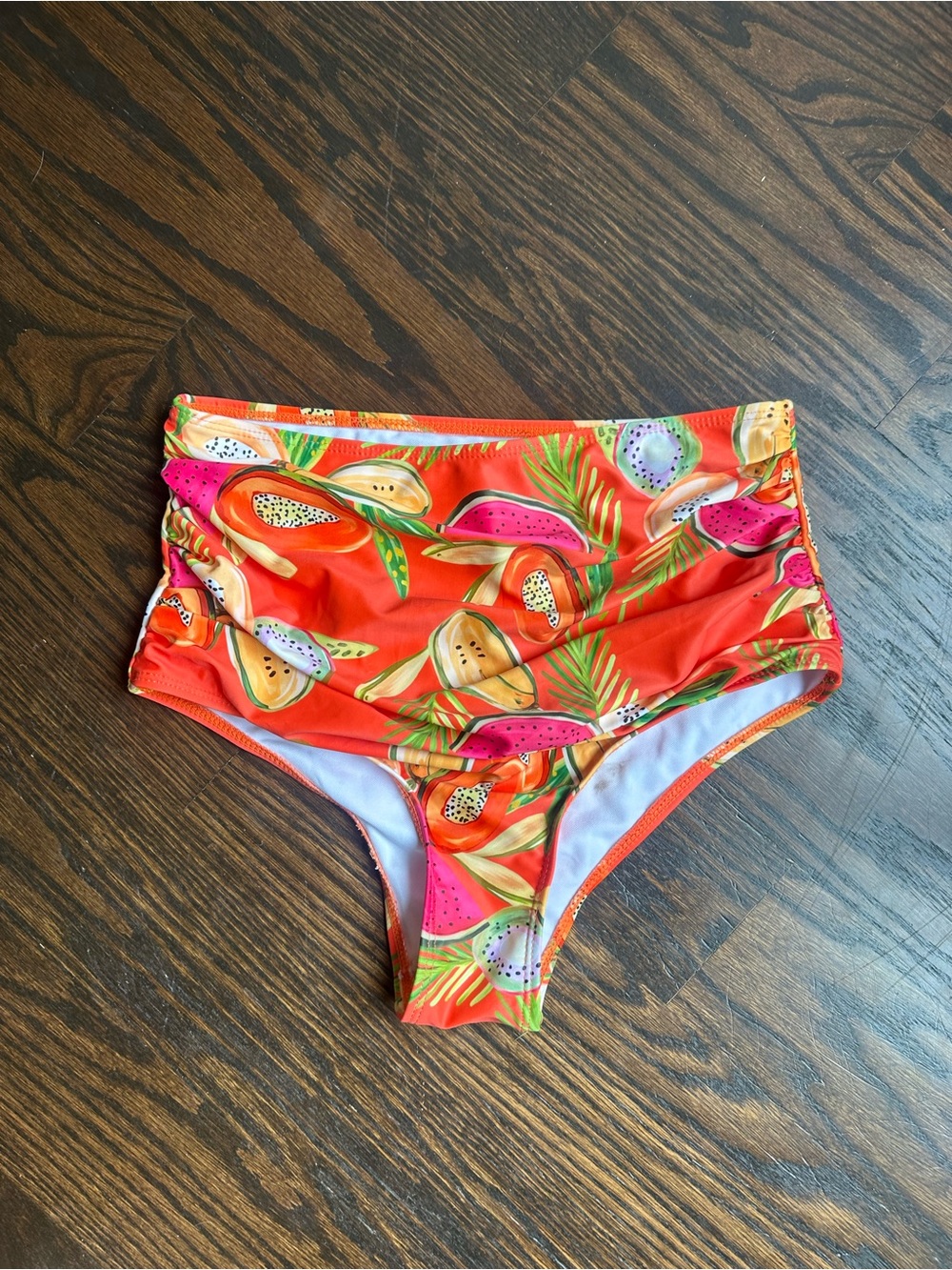 Sporlike High-Waist Tropical Fruit Print Bikini Bottom